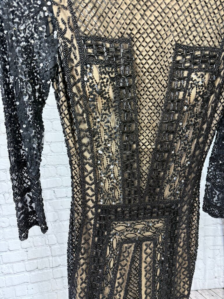 Women's Short Black Beaded Dress