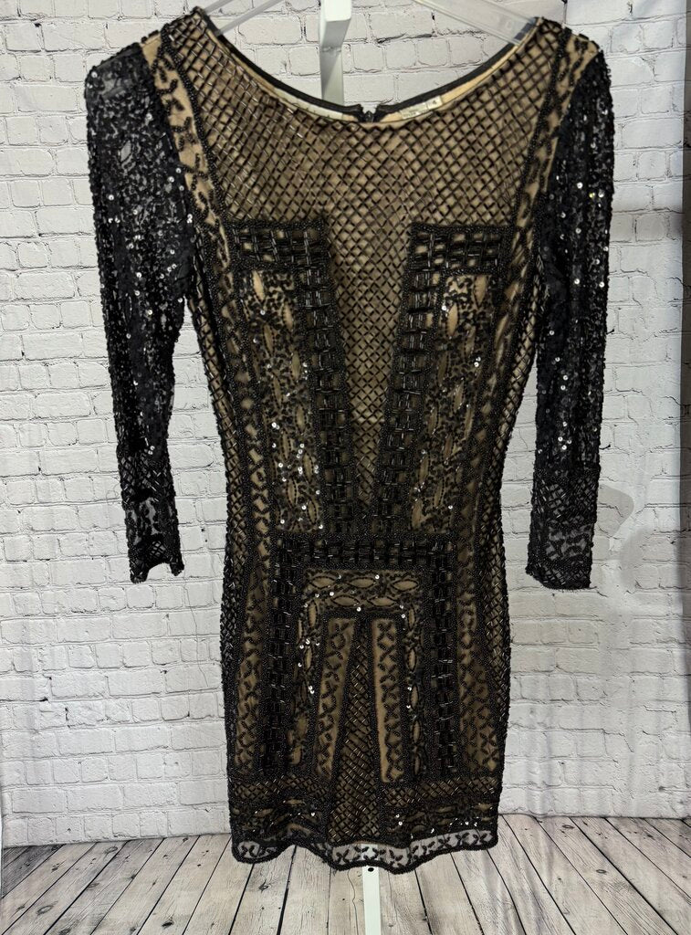 Women's Short Black Beaded Dress