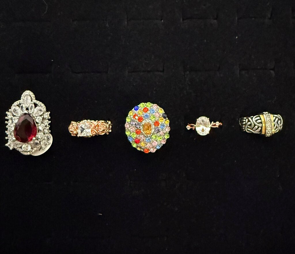 Bundle of 5 Costume Rings Size 7