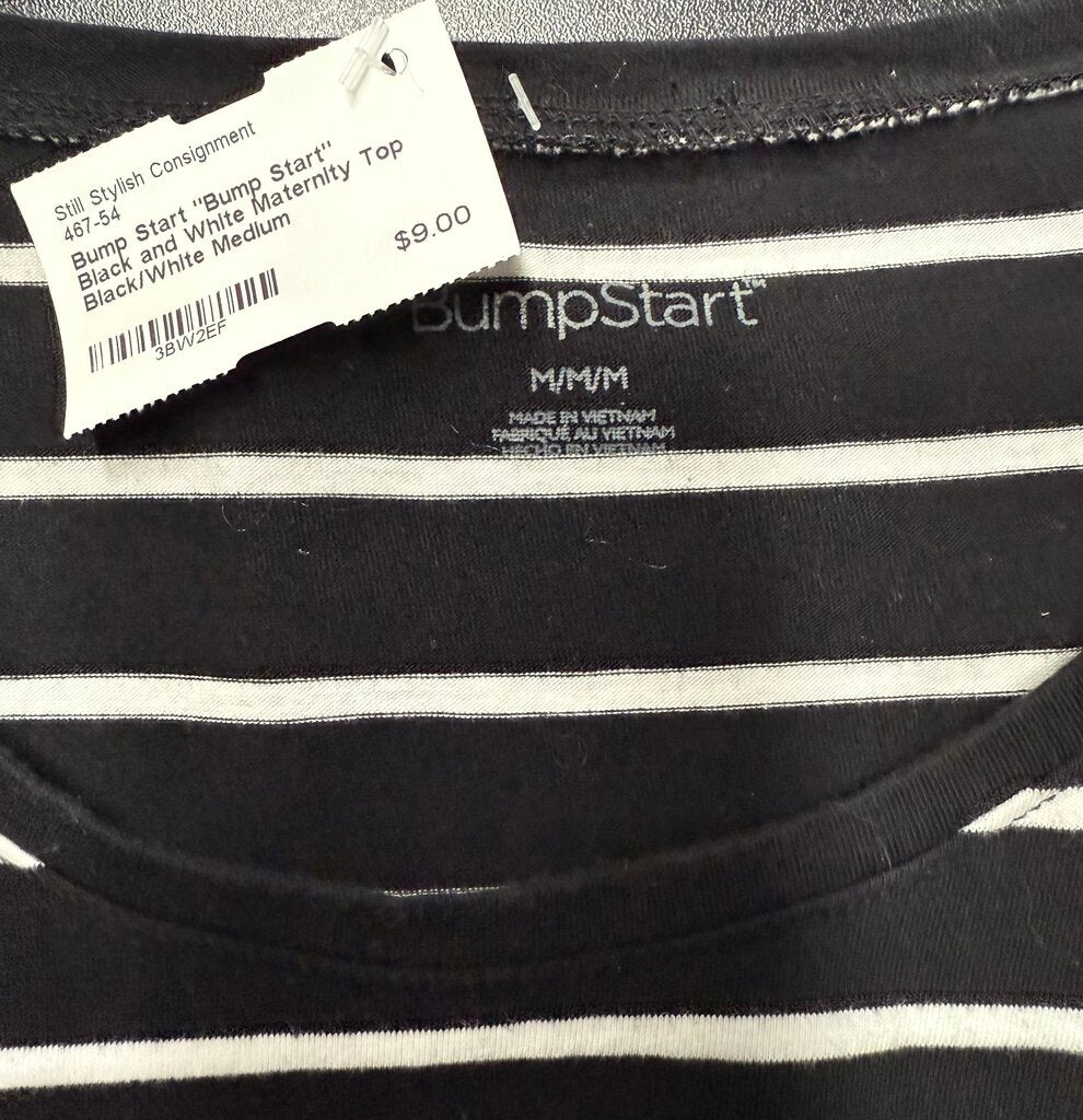 "Bump Start" Black and White Maternity Top