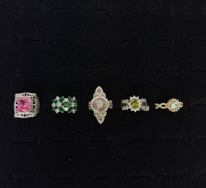 Bundle of 5 Sterling Silver Rings Size 7