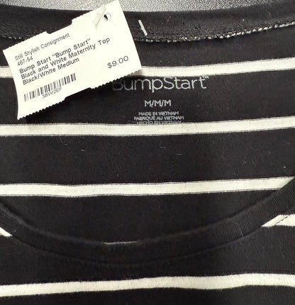 "Bump Start" Black and White Maternity Top