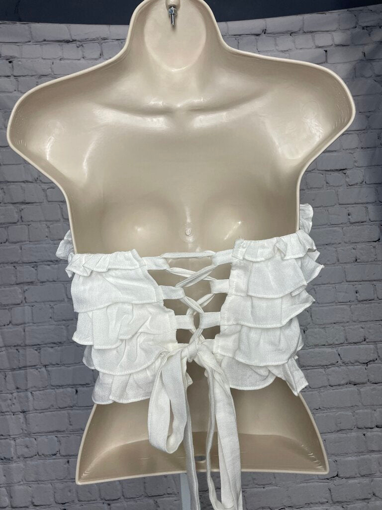 NWT Womens "Mable" Ruffle Crop Top